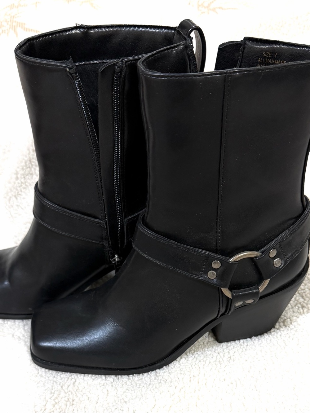 Lulu's Black Mid-Calf Harness Heeled Boots